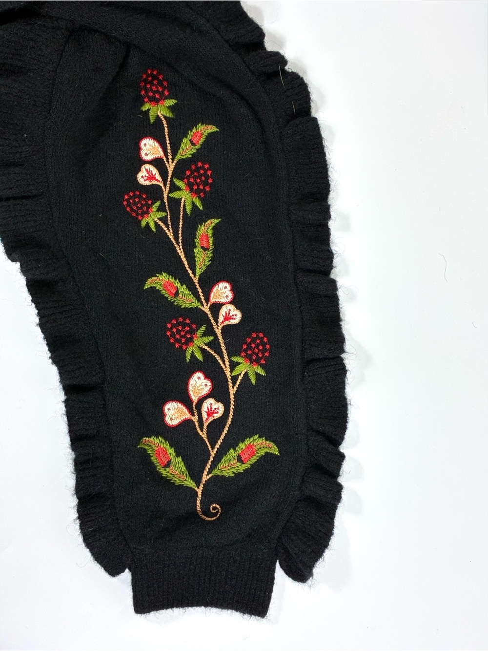 Farm Rio Berry Embroidered Ruffle Cardigan Black Medium NEW - Picture 12 of 16
